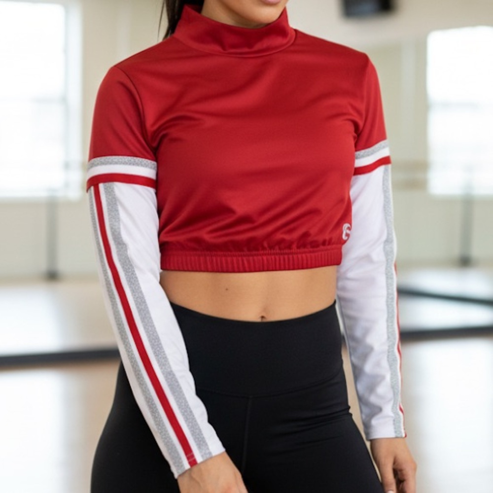 Chasse Cheer Adult Small red long sleeve‎ crop top dance see photos for flaws